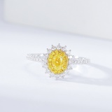 14k Gold 0.78 Ctw Natural Yellow Diamond & Diamond Ring