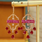 14k Gold 2.75 Ctw Natural Ruby & Diamond Earrings