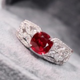 14k Gold 1.83 Ctw Natural Ruby & Diamond Ring