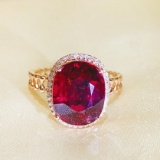 14k Gold 4.62 Ctw Natural Tourmaline & Diamond Ring
