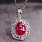 14k Gold 2.33 Ctw Natural Spinel & Diamond Pendant