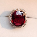 14k Gold 9.05 Ct Natural Tourmaline & Diamond Ring