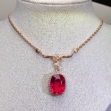 14k Gold 8 Ct Natural Tourmaline & Diamond Necklace