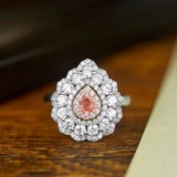 14k Gold 1.20 Ctw Natural Pink Diamond & Diamond Ring