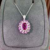14k Gold 2.15 Ctw Natural Sapphire & Diamond Pendant