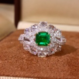 14k Gold 1.81 Ctw Vivid Green Natural Emerald & Diamond Ring