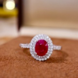 14k Gold 1.26 Ctw Vivid Red Natural Ruby & Diamond Ring
