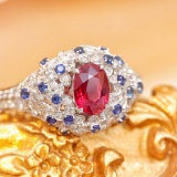 14k Gold 1.41 Ctw Natural Ruby & Diamond Ring