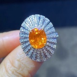 14k Gold 5.24 Ctw Natural Spessartine & Diamond Ring/pendant