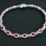 14k Gold 4.44 Ctw Natural Ruby & Diamond Bracelet