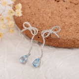 14k Gold 1.61 Ctw Natural Aquamarine & Diamond Earrings