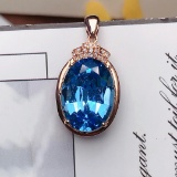 14k Gold 9.45 Ct Natural Topaz & Diamond Pendant