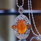 14k Gold 12.06 Ctw Natural Spessartine & Diamond Pendant