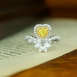 14k Gold 0.86 Ctw Natural Yellow Diamond & Diamond Ring