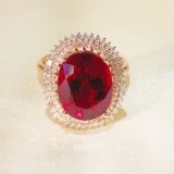 14k Gold 6.41 Ctw Natural Tourmaline & Diamond Ring