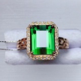 14k Gold 3.5 Ct Natural Tourmaline & Diamond Ring