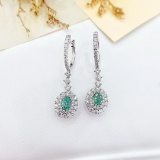 14k Gold 1.92 Ctw Natural Green Diamond & Diamond Earrings
