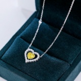 14k Gold 0.61 Ctw Natural Yellow Diamond & Diamond Necklace