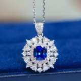 14k Gold 2.27 Ctw Natural Sapphire & Diamond Pendant