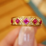 14k Gold 0.78 Ctw Natural Ruby & Diamond Ring