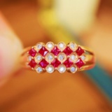 14k Gold 0.44 Ctw Natural Ruby & Diamond Ring