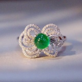 14k Gold 2.35 Ctw Vivid Green Natural Emerald & Diamond Ring