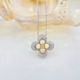 14k Gold 0.54 Ctw Natural Yellow Diamond & Diamond Necklace