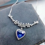 14k Gold 2.20 Ctw Natural Sapphire & Diamond Necklace