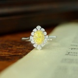 14k Gold 0.33 Ctw Natural Yellow Diamond & Diamond Ring