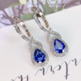 14k Gold 1.91 Ctw Natural Sapphire & Diamond Earrings