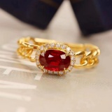 14k Gold 0.84 Ctw Natural Ruby & Diamond Ring