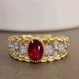 14k Gold 0.92 Ctw Natural Ruby & Diamond Ring