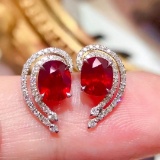 14k Gold 2.0 Ctw Natural Ruby & Diamond Earrings