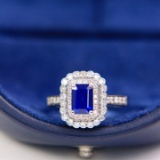 14k Gold 2.07 Ctw Natural Sapphire & Diamond Ring