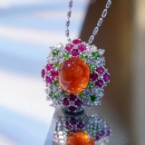 14k Gold 6.5 Ct Natural Spessartine & Diamond Pendant