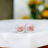 14k Gold 0.15 Ct Natural Pink Diamond & Diamond Earrings