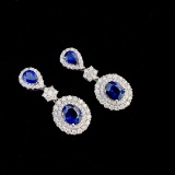 14k Gold 3.82 Ctw Natural Sapphire & Diamond Earrings