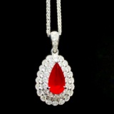 14k Gold 1.89 Ctw Natural Ruby & Diamond Pendant