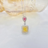 14k Gold 1.64 Ctw Natural Yellow Diamond & Diamond Necklace