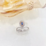 14k Gold 0.56 Ctw Natural Blue Diamond & Diamond Ring