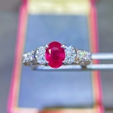 14k Gold 1.67 Ctw Vivid Red Natural Ruby & Diamond Ring
