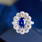 14k Gold 2.84 Ctw Natural Sapphire & Diamond & Cocktail Ring
