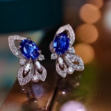14k Gold 2.41 Ctw Natural Sapphire & Diamond Earrings