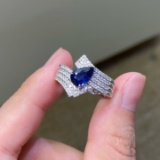 14k Gold 1.30 Ctw Natural Sapphire & Diamond Ring
