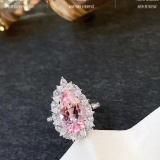 14k Gold 4.67 Ctw Natural Morganite & Diamond Ring