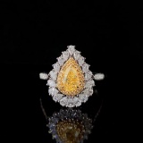 14k Gold 1.67 Ctw Natural Yellow Diamond & Diamond Ring/pendant