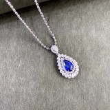 14k Gold 2.41 Ctw Natural Sapphire & Diamond Pendant