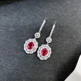 14k Gold 3.44 Ctw Vivid Red Natural Ruby & Diamond Earrings