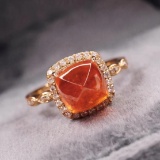 14k Gold 2.94 Ctw Natural Spessartine & Diamond Ring