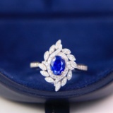 14k Gold 1.21 Ctw Natural Sapphire & Diamond Ring